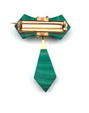 Antique 14K & Malachite Bow Brooch