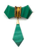 Antique 14K & Malachite Bow Brooch