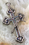 Antique Silver & Micro Mosaic Crucifix Pendant