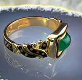 Antique 18K, Emerald & Enamel Mourning Ring