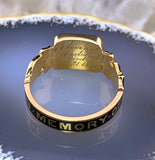 Antique 18K, Emerald & Enamel Mourning Ring