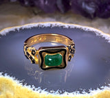 Antique 18K, Emerald & Enamel Mourning Ring