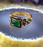 Antique 18K, Emerald & Enamel Mourning Ring