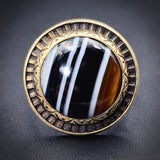 Antique 10K & Banded Agate Ring