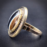 Antique 10K & Banded Agate Ring
