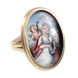 SOLD Antique 14K & Miniature Cupid & Psyche Painting Ring