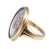 SOLD Antique 14K & Miniature Cupid & Psyche Painting Ring