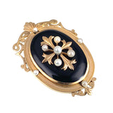 SOLD Antique 14K, Onyx & Pearl Mourning Brooch/Pendant