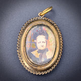 Antique 15K, Diamond & Persian Turquoise Locket Back Pendant