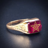 Antique 10K & Ruby Eastern Star Ring