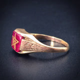 Antique 10K & Ruby Eastern Star Ring
