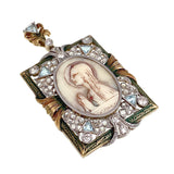 Vintage Art Deco 18K, Diamond, Paste & Celluloid St. Mary Pendant