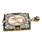 Vintage Art Deco 18K, Diamond, Paste & Celluloid St. Mary Pendant