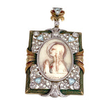 Vintage Art Deco 18K, Diamond, Paste & Celluloid St. Mary Pendant