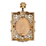 Vintage Art Deco 18K, Diamond, Paste & Celluloid St. Mary Pendant