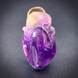 Antique 14K & Carved Rat Heart Charm/Pendant