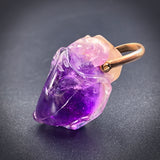 Antique 14K & Carved Rat Heart Charm/Pendant