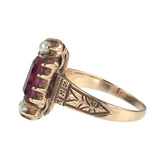 SOLD  Antique 15K, Garnet & Seed Pearl Ring
