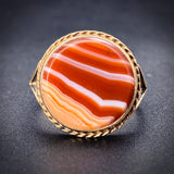 Antique 9K & Banded Agate Ring