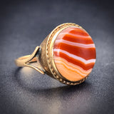 Antique 9K & Banded Agate Ring