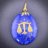 Vintage 18K & Lapis Lazuli Libra Pendant