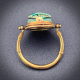 Antique 14K & Faience Scarab Flip Ring
