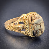 SOLD 14K & Ancient Carved Scarab Conversion Ring on Replica Shank