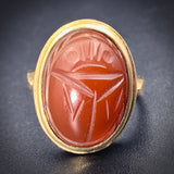 SOLD Antique 10K & Carved Carnelian Scarab Ring