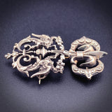Antique Silver Fleur De Lis & Gargoyle Modified Brooch