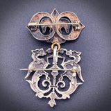 Antique Silver Fleur De Lis & Gargoyle Modified Brooch