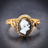 Antique 18K & Carved Cameo Nero Ring