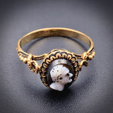 Antique 18K & Carved Cameo Nero Ring