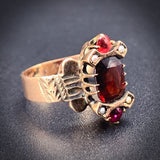 SOLD Antique 10K, Garnet & Seed Pearl Ring