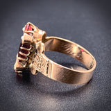 SOLD Antique 10K, Garnet & Seed Pearl Ring