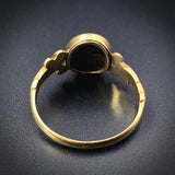 Antique 15K, Seed Pearl & Enamel Ivy Leaf Mourning Ring