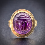 Vintage 14K & Amethyst Scarab Conversion Ring