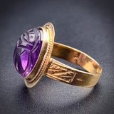 Vintage 14K & Amethyst Scarab Conversion Ring