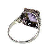 Antique Art Deco 14K, Rose De France Amethyst & Enamel Ring