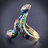 Vintage French 18K & Enamel Snake Ring