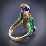 Vintage French 18K & Enamel Snake Ring