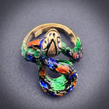 Vintage French 18K & Enamel Snake Ring
