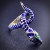 Vintage 14K, Ruby & Enamel Snake Ring