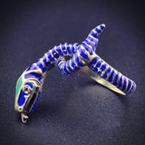 Vintage 14K, Ruby & Enamel Snake Ring