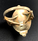 Antique 12K, Onyx, Seed Pearl & Enamel Ring