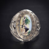 SOLD Vintage Silver & Hand Painted Enamel Baby Moses Conversion Ring