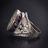 SOLD Vintage Silver & Hand Painted Enamel Baby Moses Conversion Ring