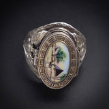 SOLD Vintage Silver & Hand Painted Enamel Baby Moses Conversion Ring