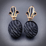 Antique 14K, Pressed Glass & Enamel Earrings