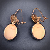 Antique 14K, Pressed Glass & Enamel Earrings