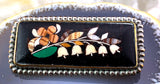 Antique Silver Pietra Dura Lily Of The Valley Brooch